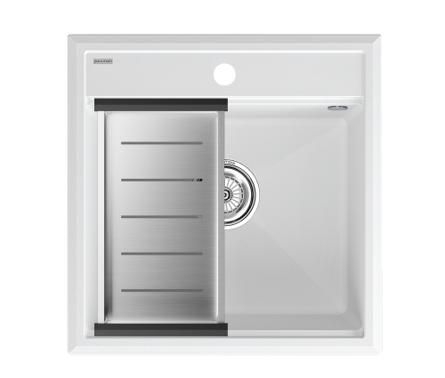 Кухонная мойка + коландер Paulmark PM115051-WH+A375-BS 50х51 цвет белый